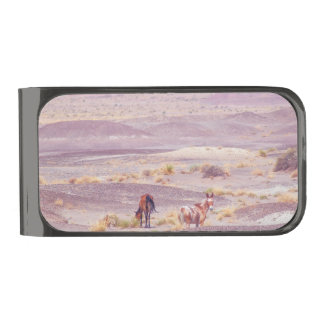 American Desert Horses P8670 Gunmetal Finish Money Clip