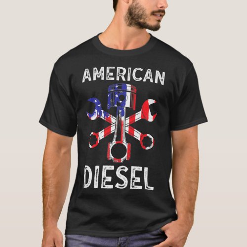 American Diesel American Flag Truck Mechanic T_Shirt