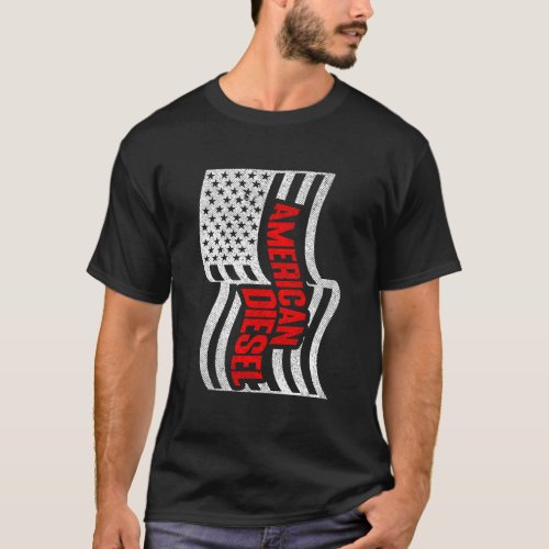 American Diesel Flag And Patriotic Coal Roller T_Shirt