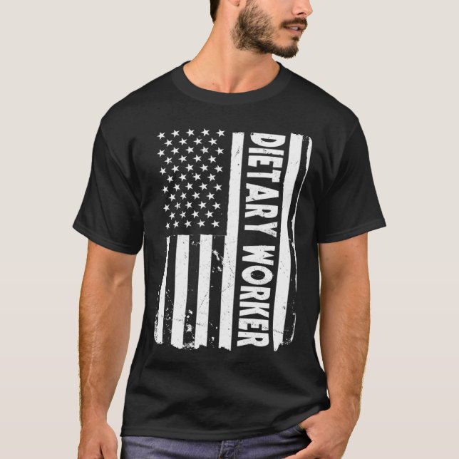 American Dietary Worker USA Flag T-Shirt (Front)