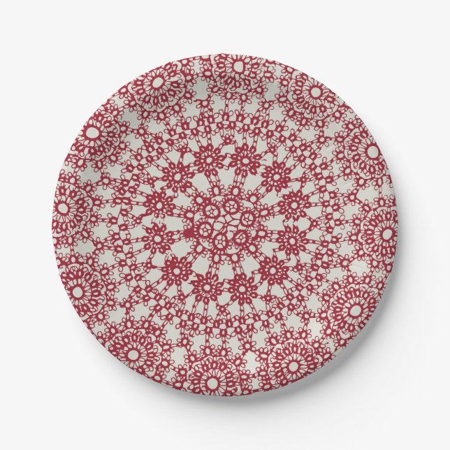 American Doily & Lace, 12, Cream on Blue Paper Plates (Front)