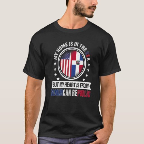 American Dominican Flag Heart Dominican Republic P T_Shirt