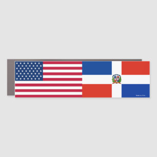 American & Dominican Republic Flags Bumper Sticker Car Magnet