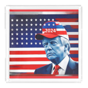 American Donald Trump 2024 Flag Acrylic Tray