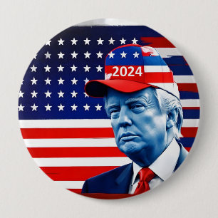 American Donald Trump 2024 Flag Button