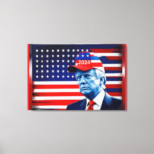 American Donald Trump 2024 Flag Canvas Print
