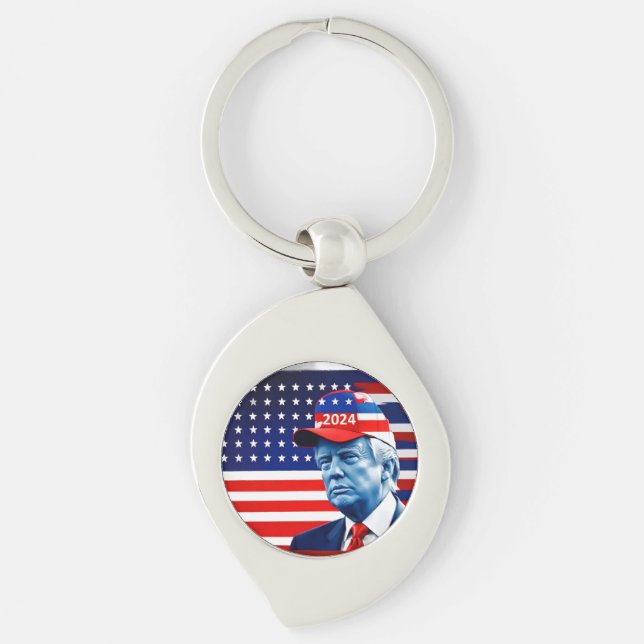 American Donald Trump 2024 Flag Keychain (Front)
