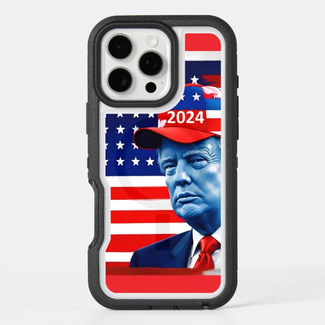 American Donald Trump 2024 Flag Otterbox iPhone Case (Back)
