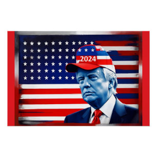 American Donald Trump 2024 Flag Poster