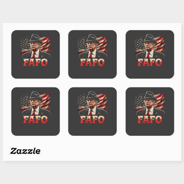 American Donald Trump FAFO USA Flag Patriotic Square Sticker (Sheet)