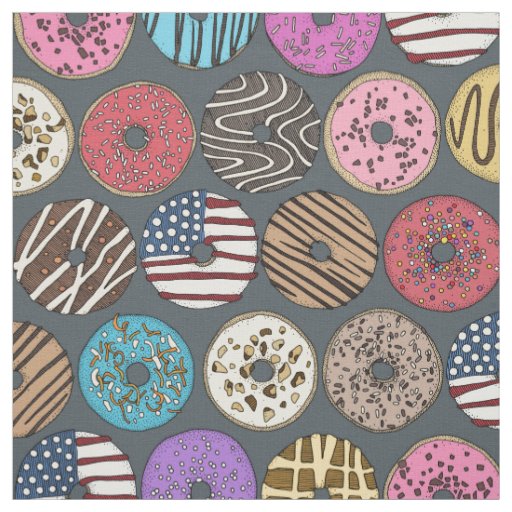 american donuts gray fabric