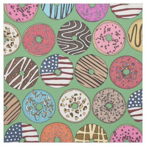american donuts green fabric