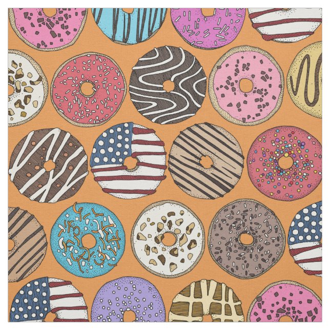 american donuts orange fabric (Swatch)