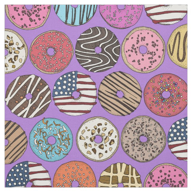 american donuts violet fabric (Swatch)