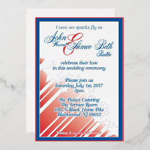 American Dream wedding red white and blue wedding Foil Invitation