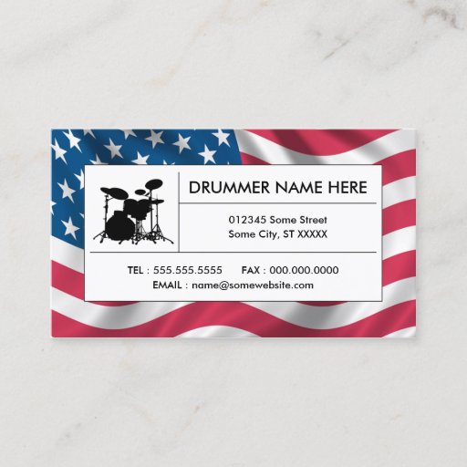 Customizable american drums business cards