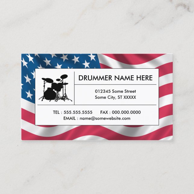 american drums business card (Front)
