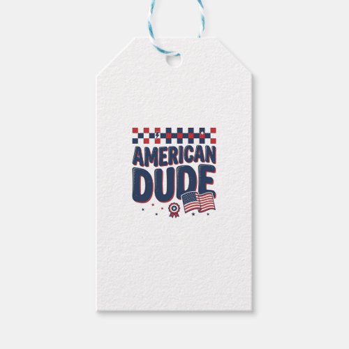 American Dude Patriotic Vintage Shirt Design_1 Gift Tags
