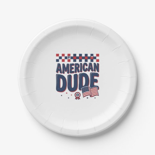 American Dude Patriotic Vintage Shirt Design_1 Paper Plates
