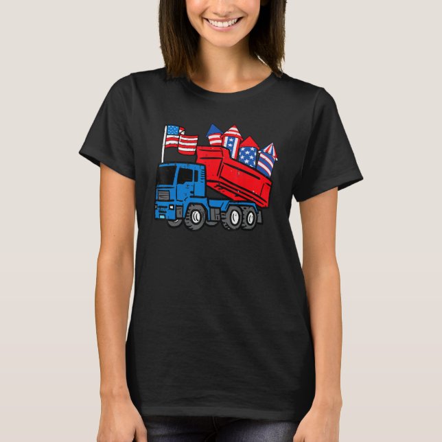 American Dump Truck 4th Of July Fourth Toddler Boy T-Shirt (Front)