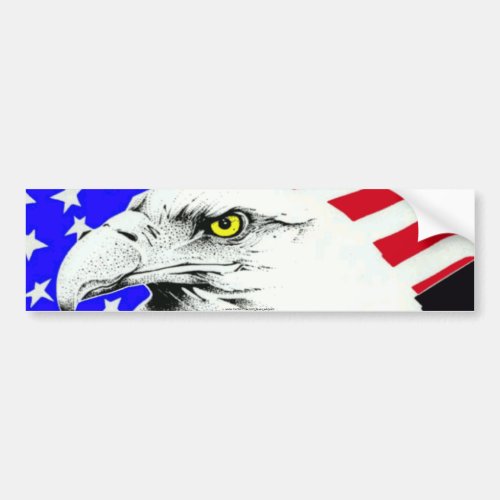 AMERICAN EAGLE AND FLAG BUMPER STICKER
