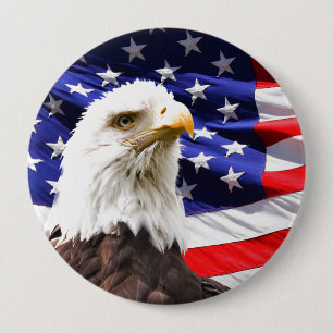 American Eagle and Flag Button