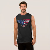 American Eagle and Flag Design. Sleeveless Tshirt. Shirt (Front Full)