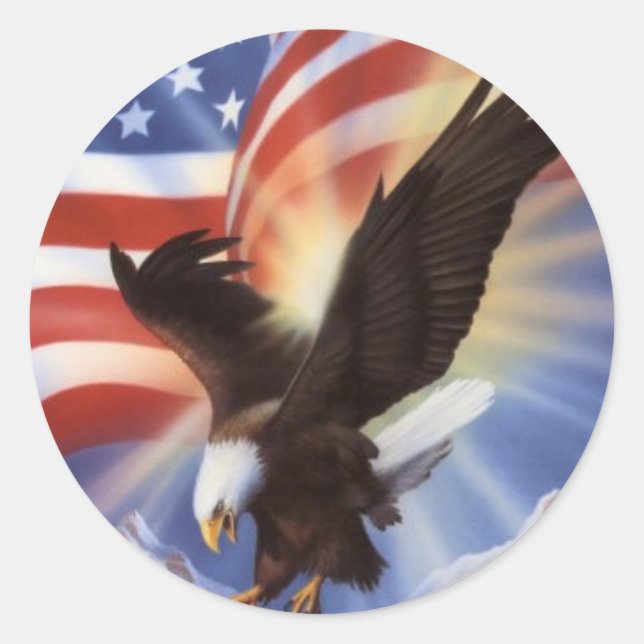 american-eagle-and-flag-ii classic round sticker (Front)