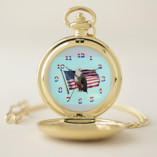 American Eagle And Flag Pocket Watch