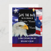 American eagle and flag save the date announcement postcard (Front/Back)