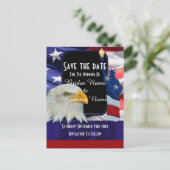 American eagle and flag save the date announcement postcard (Standing Front)