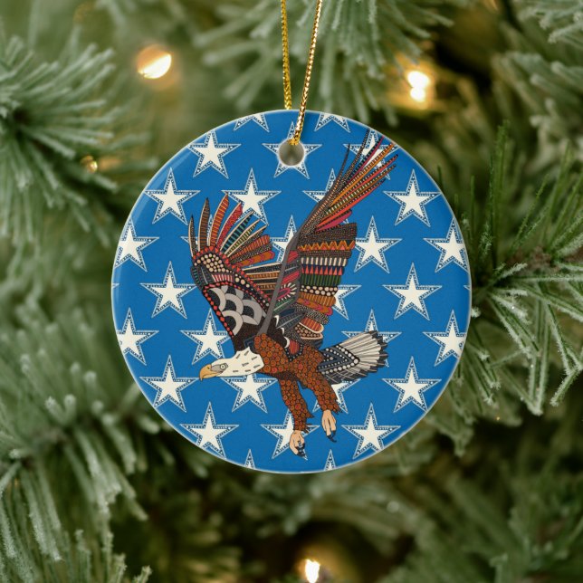 american eagle blue ceramic ornament (Tree)