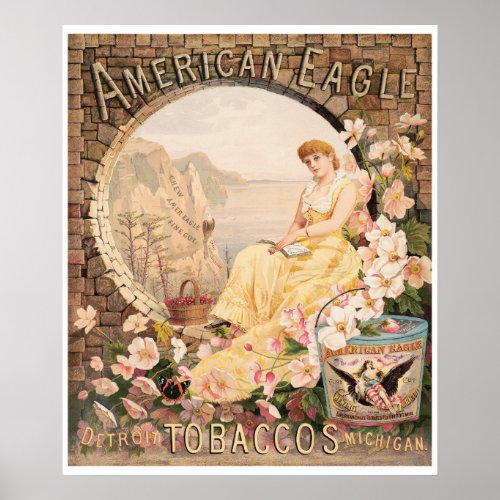 American Eagle Chewing Tobacco 1885 Advertisement Poster