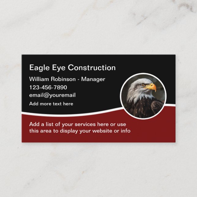 American Eagle Construction Theme Business Cards (Front)