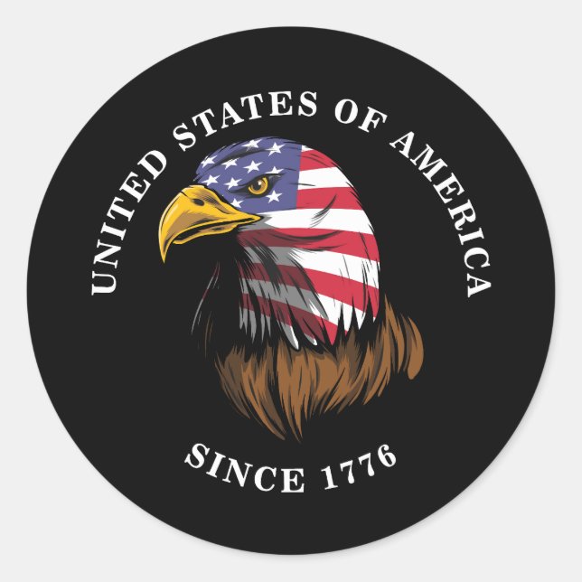 american eagle design vintage stye classic round sticker (Front)