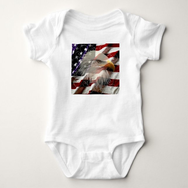 American Eagle Flag Baby Body Suit Baby Bodysuit (Front)