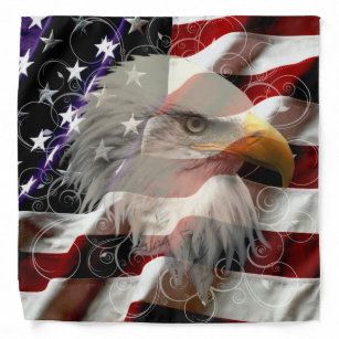 American Flag Patriotic Upwing Eagle Legends Live 21" x 21" Bandana #1044 