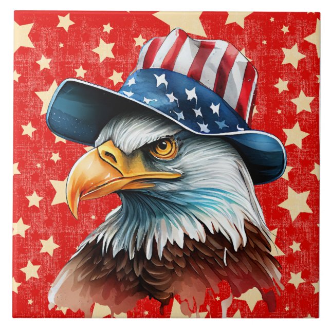 American Eagle Flag Ceramic Tile (Front)