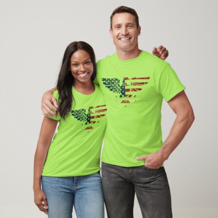 American Eagle Flag Design.black T-shirt For Men.