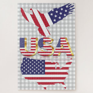 American Eagle Flag Jigsaw Puzzle USA Flag Map