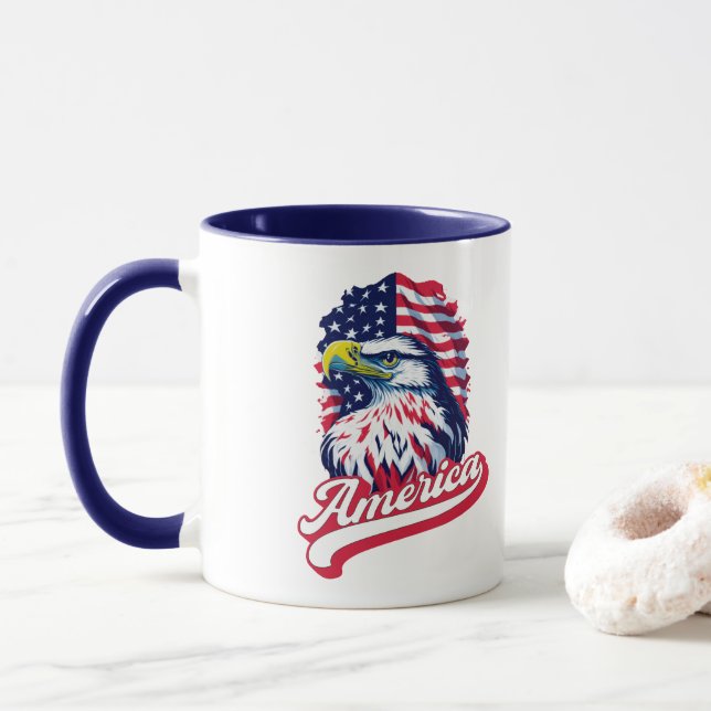 American Eagle Flag Mug (With Donut)