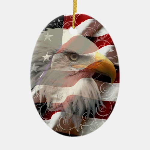 American Eagle Flag Oval Ornament
