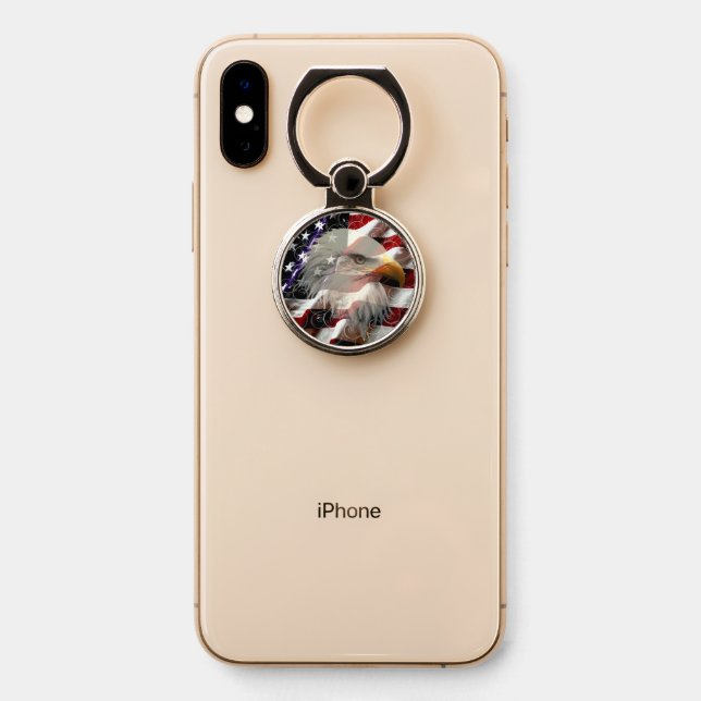 American Eagle Flag Phone Ring Stand (On Phone)