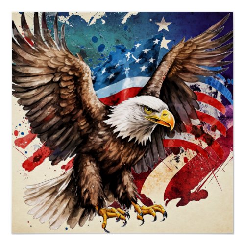 American Eagle flag Poster
