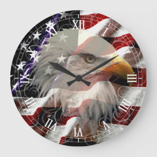 American Eagle Flag Roman Numeral Clock