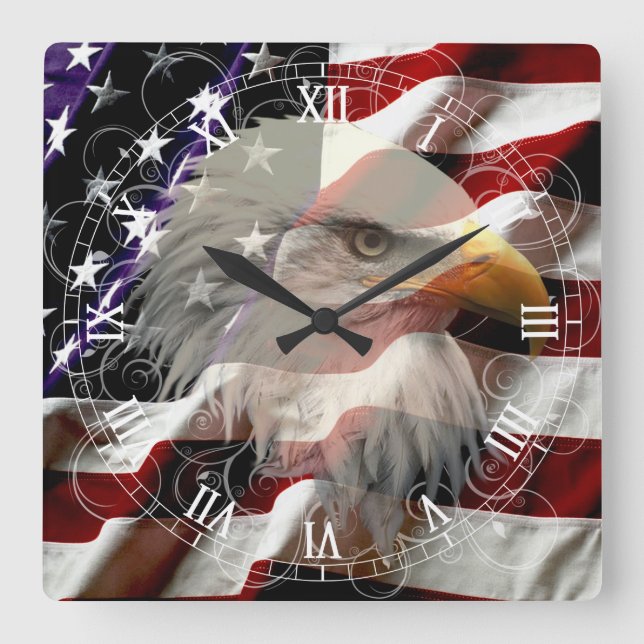American Eagle Flag Roman Numeral Clock (Front)