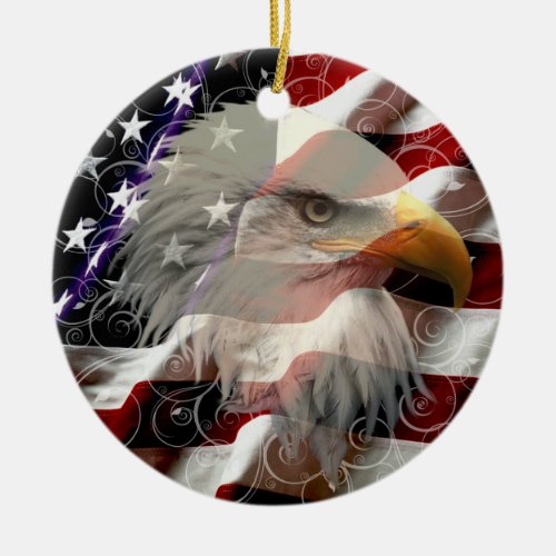 American Eagle Flag Round Ornament