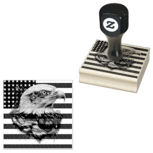 American Eagle Flag Rubber Stamp