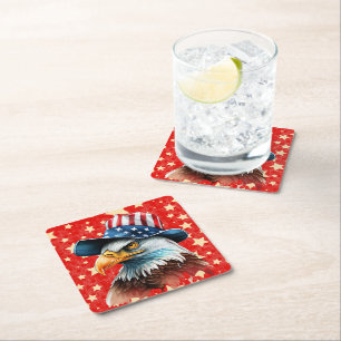 American Eagle Flag Square Paper Coaster