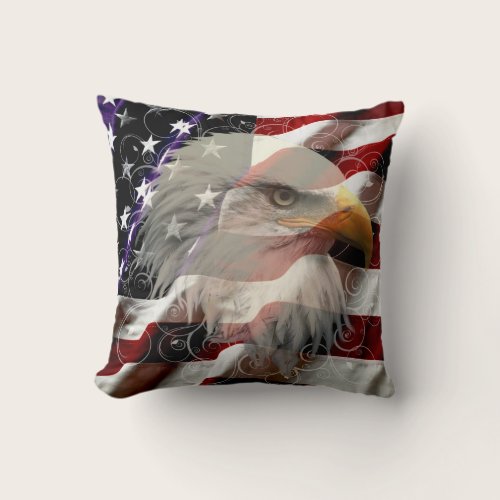 American Eagle Flag Throw Pillow